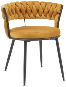 Καρέκλα - Πολυθρόνα Alkia Βελούδο Κίτρινο με Μαύρο μεταλλικό πόδι 60x57x68εκ. 60x57x68 εκ.