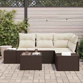 vidaXL Σετ Καναπέ Κήπου 5 pcs Καφέ Πολυ ράταν