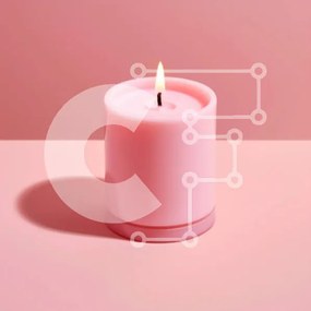 Intra Συλλεκτικό Ξύλινο Παζλ Plywood  4mm - Όμορφη εικόνα ενός ροζ κεριού σε μια ροζ επιφάνεια Σε Ξύλινο Κουτί - Διαστάσεις: 10x10 cm – 25 κομμάτια