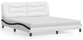 vidaXL Κρεβάτι με Στρώμα Μαύρο/Λευκό 180x200 εκ. από Συνθετικό Δέρμα