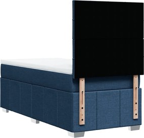 vidaXL Κρεβάτι Boxspring με Στρώμα Μπλε 90x200 εκ.Υφασμάτινο