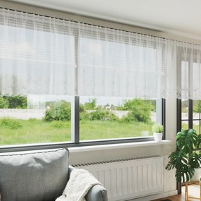 vidaXL Κουρτίνα Δαντέλας με κουρτίνες Floral Λευκό 500 x 80 εκ. Πολυεστέρας