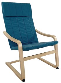 Πολυθρόνα ArteLibre NORDVIK Μπλε/Φυσικό Ύφασμα/Ξύλο 60x71x105cm