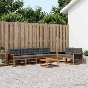 vidaXL Σειρά Καναπέ Εξωτερικού με μαξιλάρι 7 pcs Φυσικό και Ανθρακί