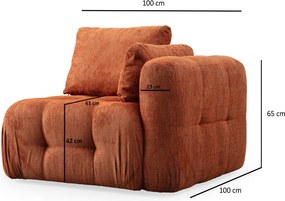 Corner Sofa Amaris 2 Seater With Pouffe - Orange Orange