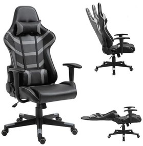 BF9050 Gaming Πολυθρόνα Γραφείου, Ανάκλιση Πλάτης έως 90°, Pu Μαύρο - Γκρι