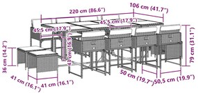 vidaXL Σετ Τραπεζαρίας Κήπου 13τεμ. Μαύρο από Συνθ. Ρατάν με Μαξιλάρια
