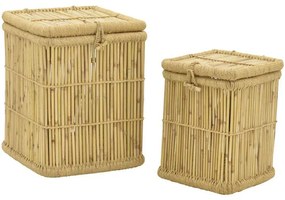Καλάθια Απλύτων Dremia (Σετ 2Τμχ) 309-000013 46x46x55/34x34x45cm Natural Inart Σχοινί,Bamboo