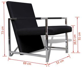 vidaXL Πολυθρόνα Μαύρη από Συνθετικό Δέρμα με Πόδια Χρωμίου