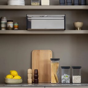 Κουτί ψωμιού Brabantia Fall Front 646848, 18 l, 46,5x25 cm, Επιτοίχια τοποθέτηση, Inox
