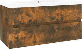 vidaXL Ντουλάπι Μπάνιου με Νιπτήρα Καπνιστή Δρυς Επεξεργασμένο Ξύλο