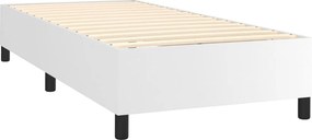 vidaXL Κρεβάτι Boxspring με Στρώμα Λευκό 90x200εκ. από Συνθετικό Δέρμα