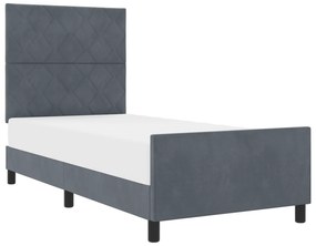 vidaXL Σκελετός Κρεβατιού Σκούρο Γκρι Βελούδο 90x200 εκ