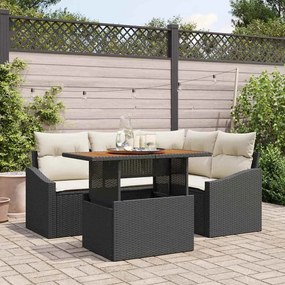 vidaXL Σετ Καναπέ Κήπου με αποθήκευση 5 pcs Μαύρο Πολυ ράταν
