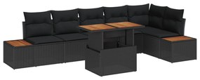 Σετ Καναπέ Κήπου με αποθήκευση 7 pcs Μαύρο Πολυ ράταν