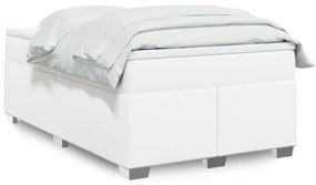 vidaXL Κρεβάτι Boxspring με Στρώμα Λευκό 120x190εκ.από Συνθετικό Δέρμα