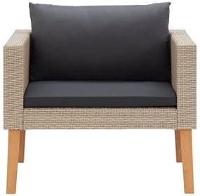 vidaXL Πολυθρόνα Κήπου Μπεζ από Συνθετικό Ρατάν με Μαξιλάρια
