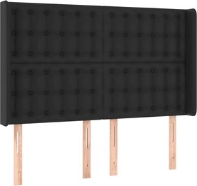 vidaXL Κρεβάτι Boxspring με Στρώμα &amp; LED Μαύρο 140x190 εκ. Συνθ. Δέρμα