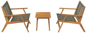 vidaXL Κήπου Καρέκλες με Τραπέζι 3 pcs Γκρι 90 x 45 x 40 cm