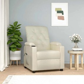 vidaXL Πολυθρόνα Ανακλινόμενη με Ανύψωση Κρεμ από Συνθετικό Δέρμα