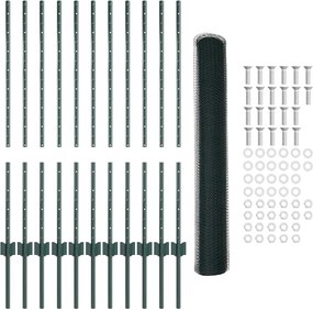 vidaXL Εξαγωνική Φράχτη με Στύλο 25 x 1 m PVC-Επικαλυμμένο Ατσάλι