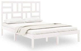 vidaXL Πλαίσιο Κρεβατιού Λευκό 140 x 190 εκ. από Μασίφ Ξύλο