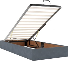 vidaXL Κρεβάτι Ottoman με Στρώμα και LED Σκούρο Γκρι 90 x 200 cm