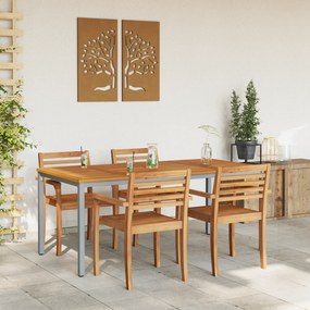 vidaXL Γραφείο Κήπου 180x90x75 εκ. Συμπαγές ξύλο ακακίας και μέταλλο