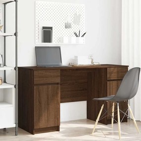 vidaXL Γραφείο με ράφι Καφέ δρυς 140 x 49 x 76 εκ. Επεξεργασμένο ξύλο