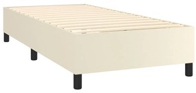 vidaXL Κρεβάτι Boxspring με Στρώμα & LED Κρεμ 100x200 εκ. Συνθ. Δέρμα