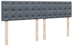 Κρεβάτι Boxspring με Στρώμα Σκούρο Γκρι 200x200 εκ. Βελούδινο - Γκρι