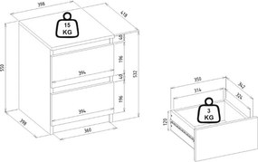 Κομοδίνο Breve Megapap χρώμα λευκό 39,8x41,8x55εκ.