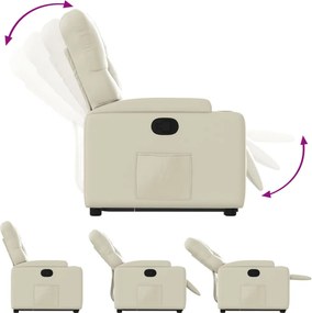 vidaXL Πολυθρόνα Ανακλινόμενη με Ανύψωση Κρεμ από Συνθετικό Δέρμα