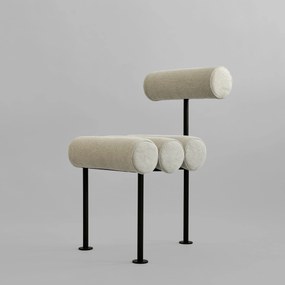 Καρέκλα Τραπεζαρίας Hiro - Ματ Μαύρος Ατσάλινος Σκελετός Λινό ΜπεζΎφασμα Sand (8047-2) H76 x W55 x L42 cm 101 COPENHAGEN