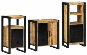 vidaXL Σετ Επίπλων Μπάνιου με ράφι 3 pcs Καφέ Στερεό ξύλο μάνγκο