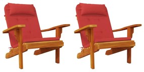 vidaXL Μαξιλάρια Καρέκλας Adirondack 2 τεμ. Κόκκινο από Ύφασμα Oxford