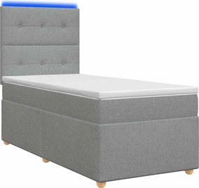 vidaXL Κρεβάτι box spring με στρώμα Ανοιχτό γκρι 100 x 200 cm Ύφασμα