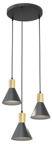 Κρεμαστό Φωτιστικό Οροφής 3xE27 Φ30cm Rosa Emibig -1388/3PREM-Μαύρο-Χρυσό 1388/3PREM