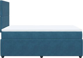 vidaXL Κρεβάτι Boxspring με Στρώμα Μπλε 120x190 εκ. Βελούδινο