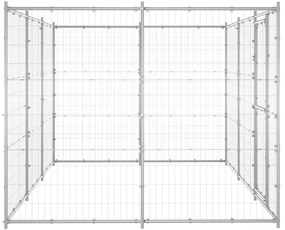 Κλουβί Σκύλου Εξωτερικού Χώρου 7,26 μ² από Γαλβανισμένο Χάλυβα - Ασήμι