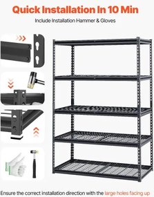 VEVOR Storage Shelves 5 Tier Adjustable Heavy Duty Garage Shelving Unit 3000 lbs