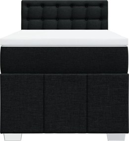 vidaXL Κρεβάτι Boxspring με Στρώμα Μαύρο 90x190 εκ.Υφασμάτινο