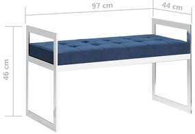 vidaXL Πάγκος Μπλε 97 εκ. από Βελούδo / Ανοξείδωτο Ατσάλι