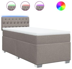 Κρεβάτι Boxspring με Στρώμα Taupe 90x200 εκ. Υφασμάτινο - Μπεζ-Γκρι