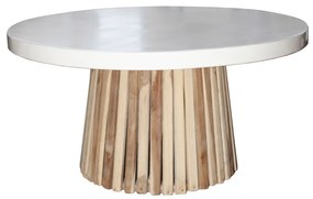 Artekko Solid Ξύλινο Τραπέζι Σαλονιού σε Φυσικό Χρώμα με Λευκή Επιφάνεια Terrazzo (90x90x46)cm Artekko 667-4043