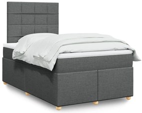 vidaXL Κρεβάτι Boxspring με Στρώμα Σκούρο Γκρι 120x200 εκ. Υφασμάτινο