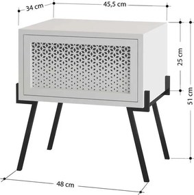 Κομοδίνο μελαμίνης Naive Megapap χρώμα λευκό 48x34x51εκ.