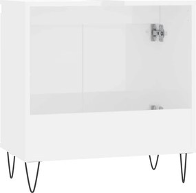 vidaXL Ντουλάπι Μπάνιου Γυαλ. Λευκό 58 x 33 x 60 εκ. από Επεξεργ. Ξύλο