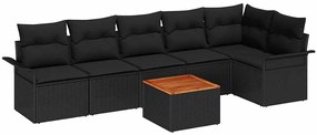 vidaXL Σετ Καναπέ Κήπου 7 pcs Μαύρο Πολυ ράταν