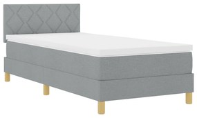vidaXL Κρεβάτι με Στρώμα & LED Γκρι 100x200 εκ. Υφάσματος